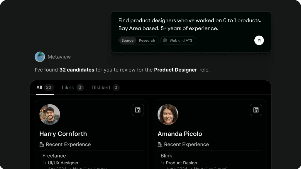 Metaview sourcing agent