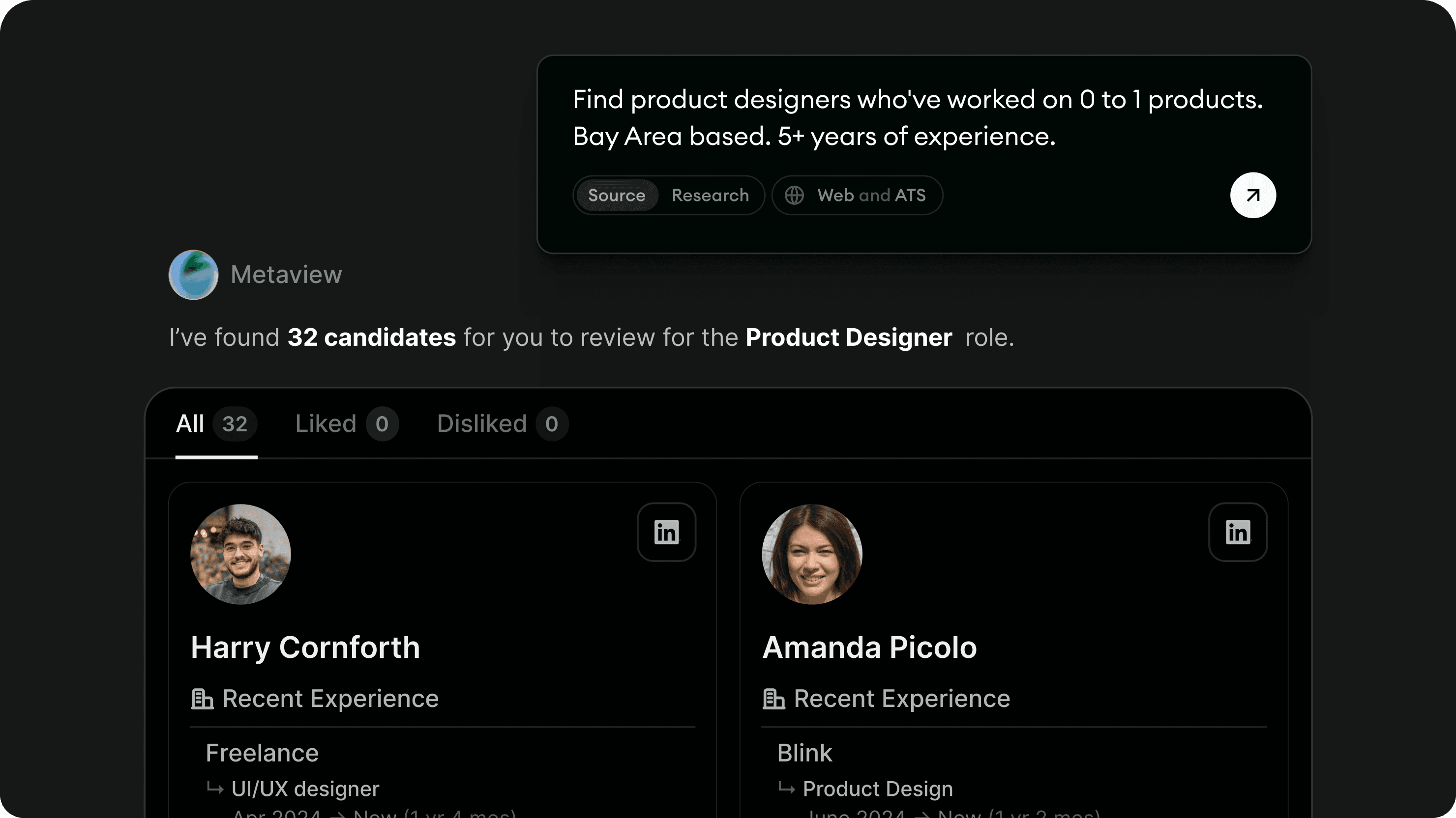 Metaview sourcing agent